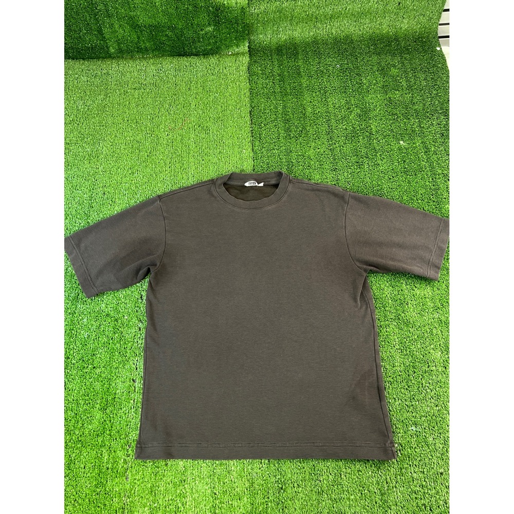 Uniqlo U Christophe Lemaire Mens Small Brown Ribbed Short Sleeve Crew Neck Shirt
